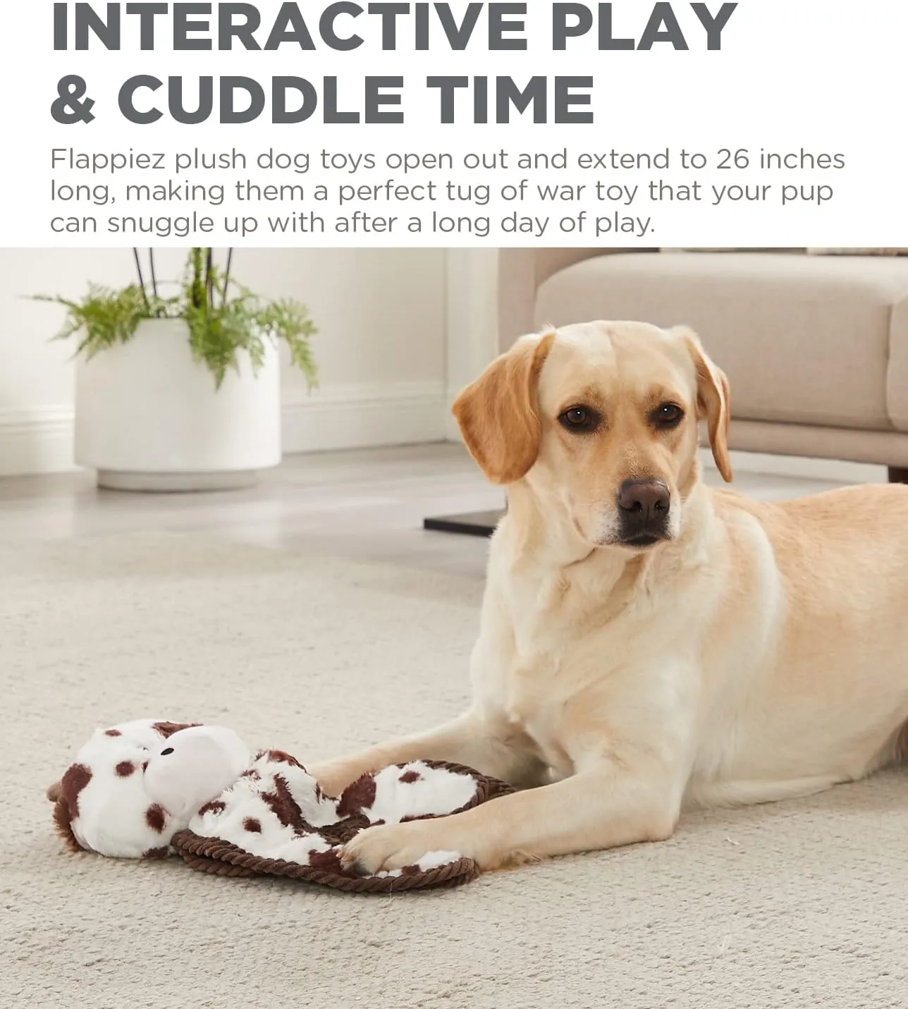 Outward Hound by Charming Pet Cuddle Tugs Cow Plush Squeaky Dog Toy