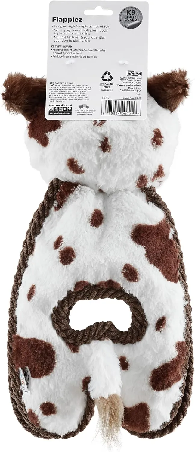 Outward Hound by Charming Pet Cuddle Tugs Cow Plush Squeaky Dog Toy