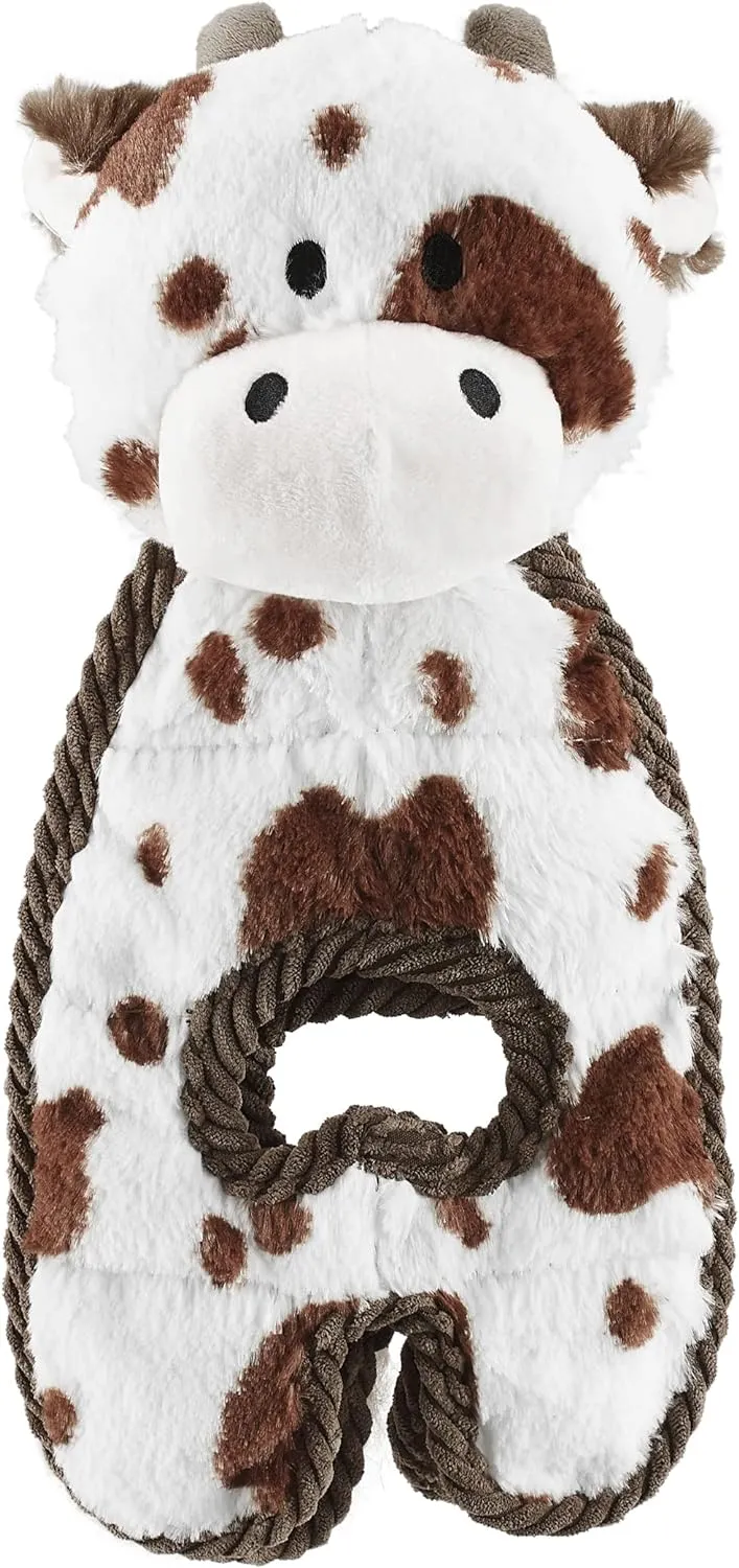 Outward Hound by Charming Pet Cuddle Tugs Cow Plush Squeaky Dog Toy