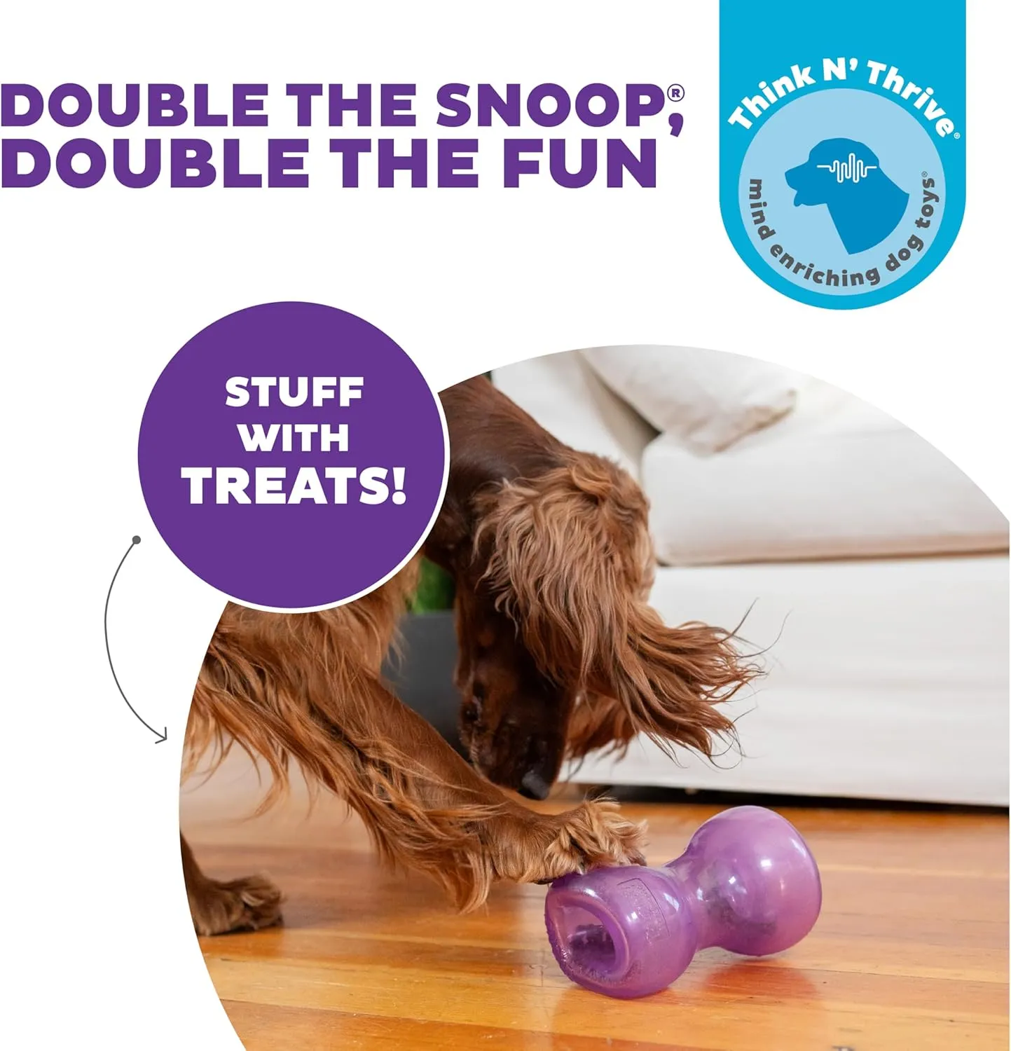 Outward Hound by Planet Dog Double Snoop Interactive Treat Dispensing Dog Toy, Purple