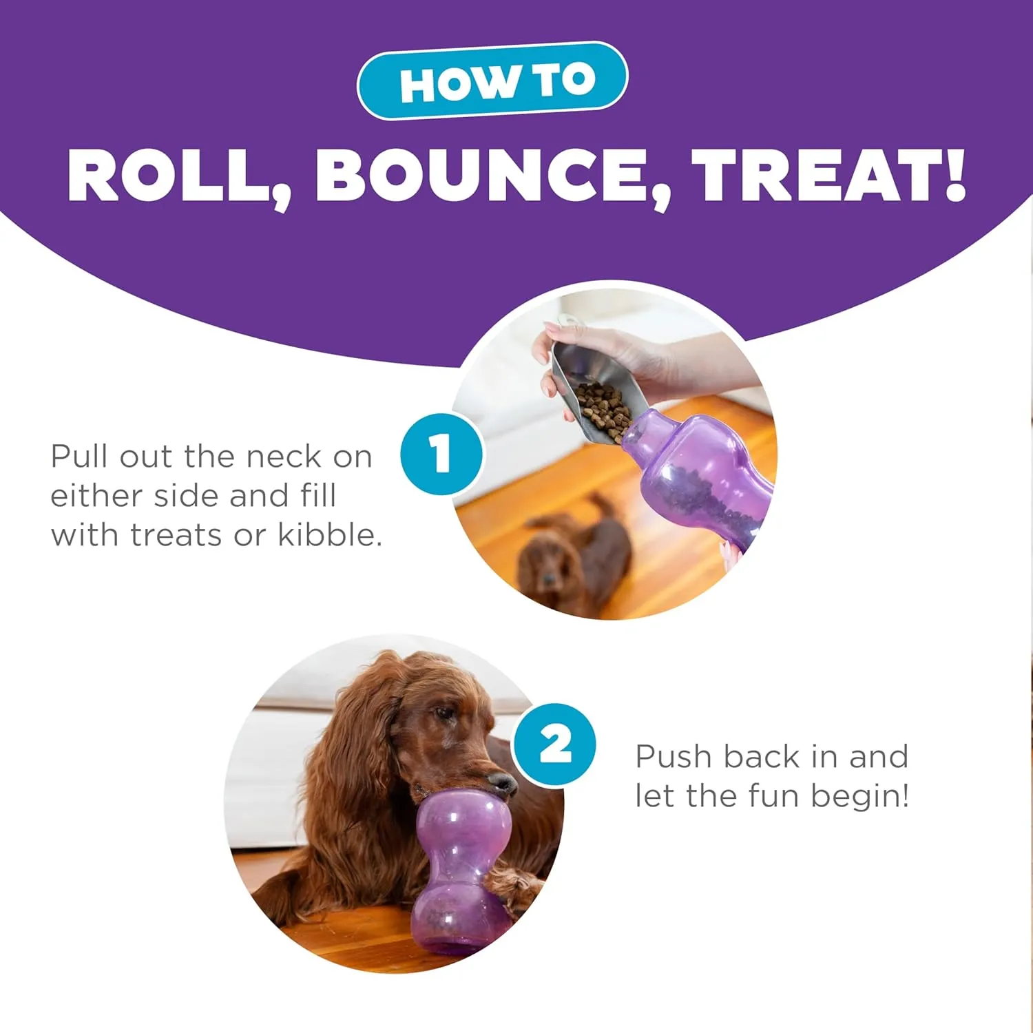 Outward Hound by Planet Dog Double Snoop Interactive Treat Dispensing Dog Toy, Purple
