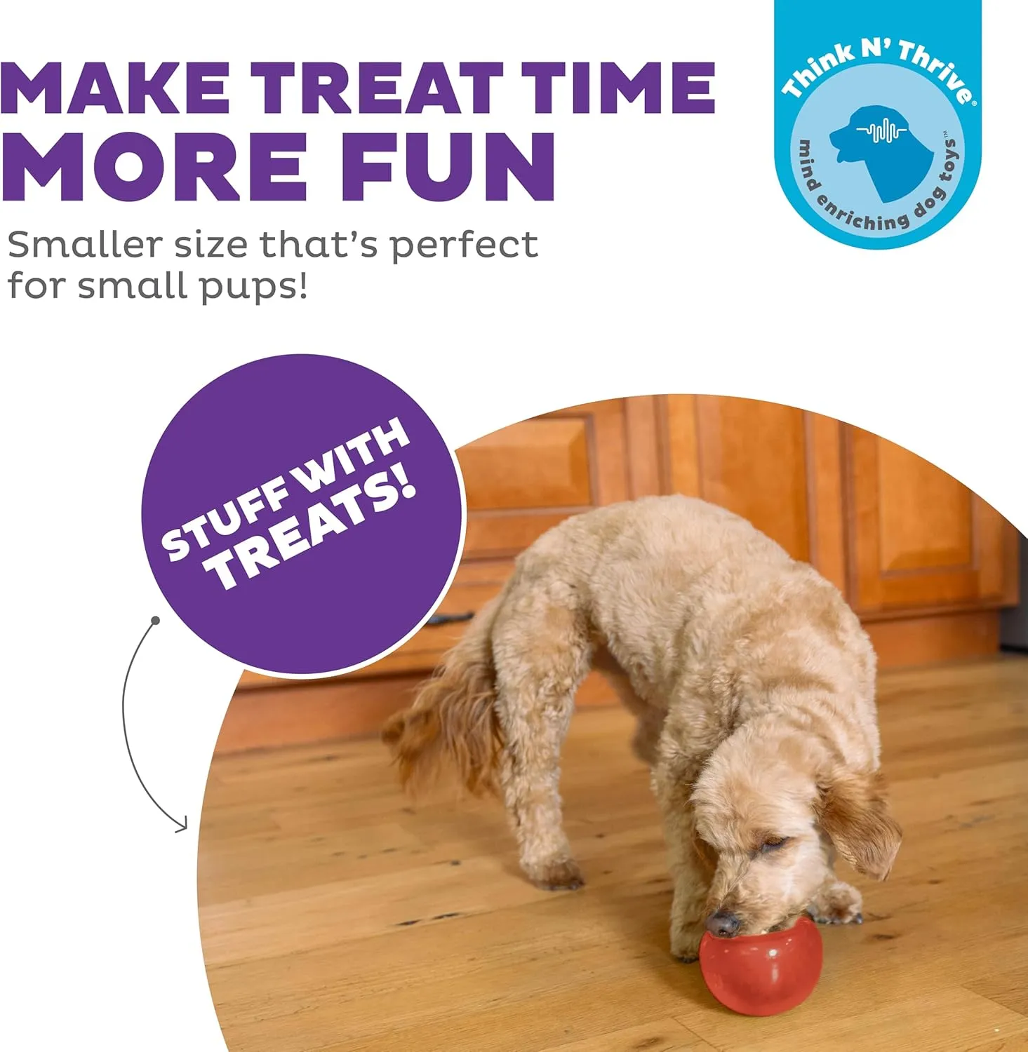 Outward Hound by Planet Dog Lil' Snoop Durable Interactive Treat Dispensing Dog Toy, Small, Red