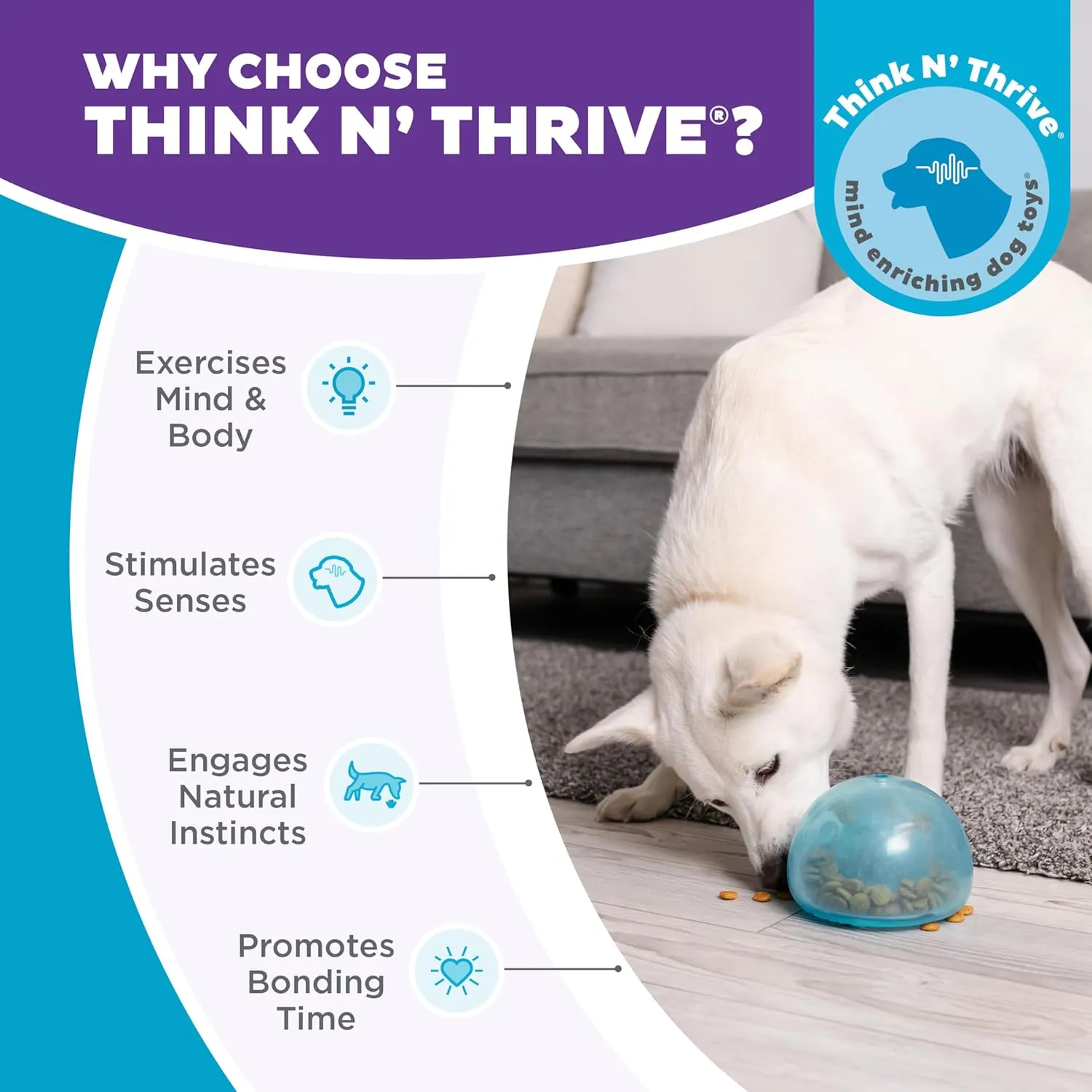 Outward Hound by Planet Dog Snoop Durable Interactive Treat Dispensing Dog Toy, Large, Blue