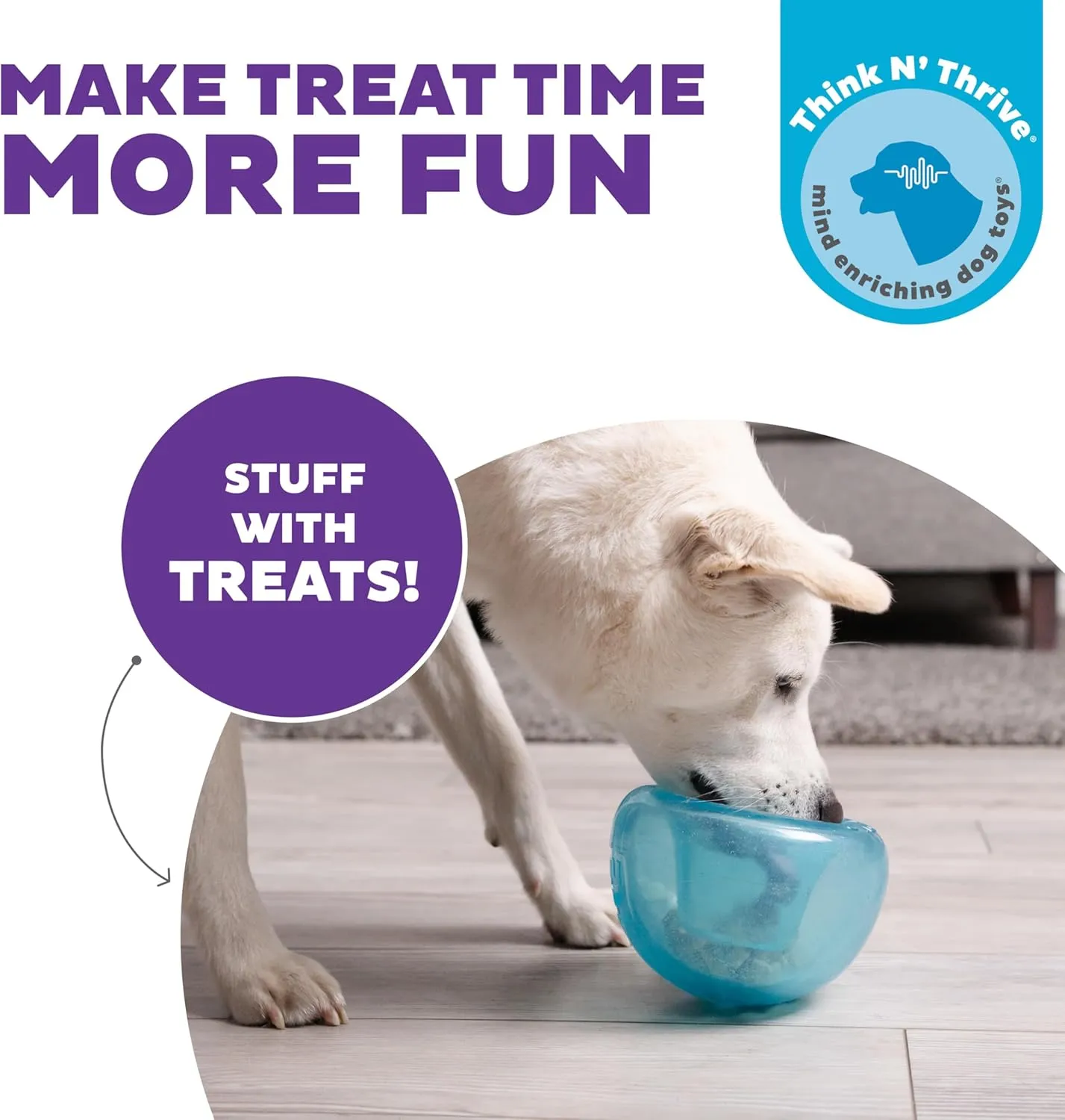 Outward Hound by Planet Dog Snoop Durable Interactive Treat Dispensing Dog Toy, Large, Blue