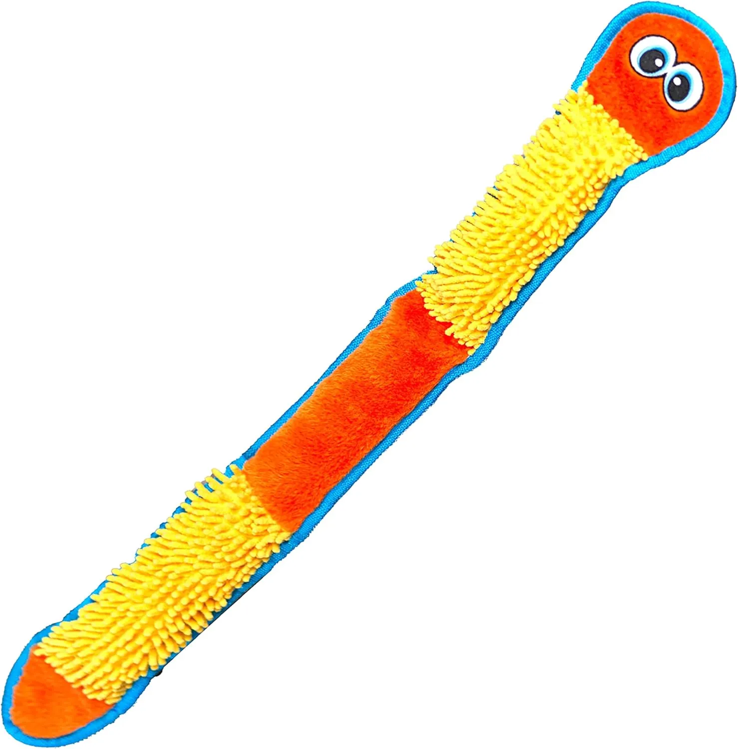 Outward Hound Durablez Stuffing-Free Squeaky Interactive Dog Toy, Tough Plush, Nubby Snake, Blue, XL