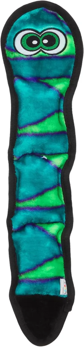 Outward Hound Durablez Stuffing-Free Squeaky Interactive Dog Toy, Tough Plush, Snake, Blue, Large