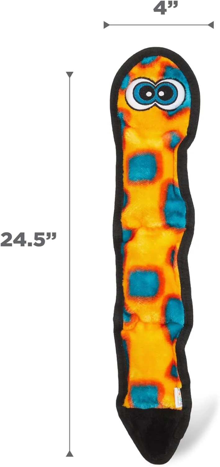 Outward Hound Durablez Stuffing-Free Squeaky Interactive Dog Toy, Tough Plush, Snake, Orange, Large
