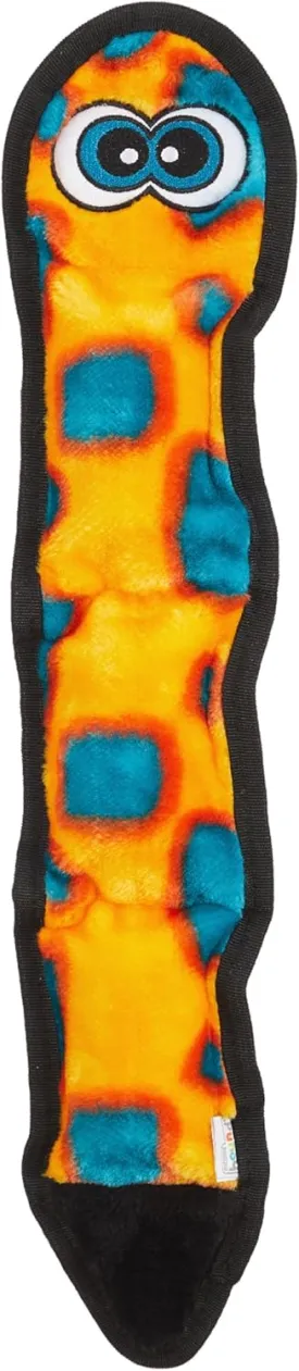 Outward Hound Durablez Stuffing-Free Squeaky Interactive Dog Toy, Tough Plush, Snake, Orange, Large