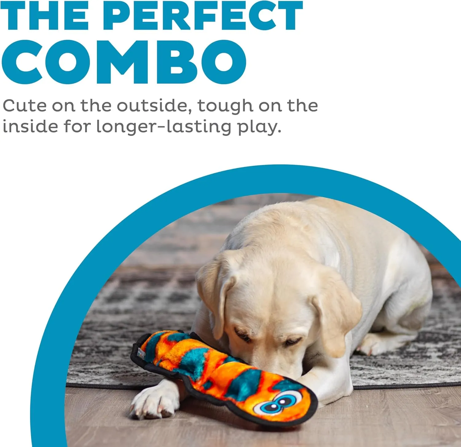 Outward Hound Durablez Stuffing-Free Squeaky Interactive Dog Toy, Tough Plush, Snake, Orange, Large