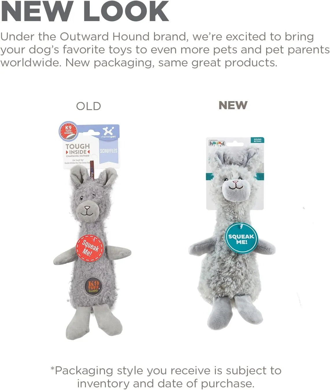 Outward Hound Scruffles Bunny Plush Squeaky Dog Toy, Small