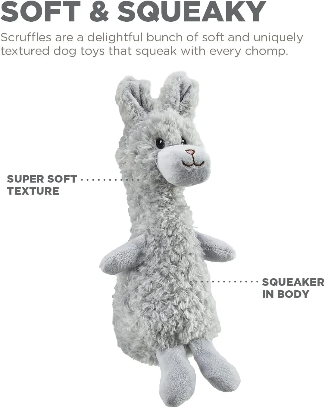 Outward Hound Scruffles Bunny Plush Squeaky Dog Toy, Small