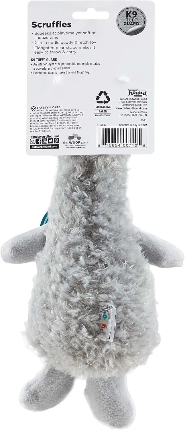 Outward Hound Scruffles Bunny Plush Squeaky Dog Toy, Small