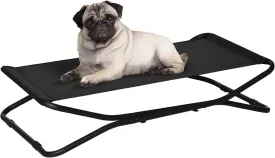 PawHut Elevated Dog Bed with Breathable Fabric, Foldable Pet Cot with Heavy Duty Steel Frame, Portable Cooling Pet Bed Indoor Outdoor Use, for Small Medium Dogs