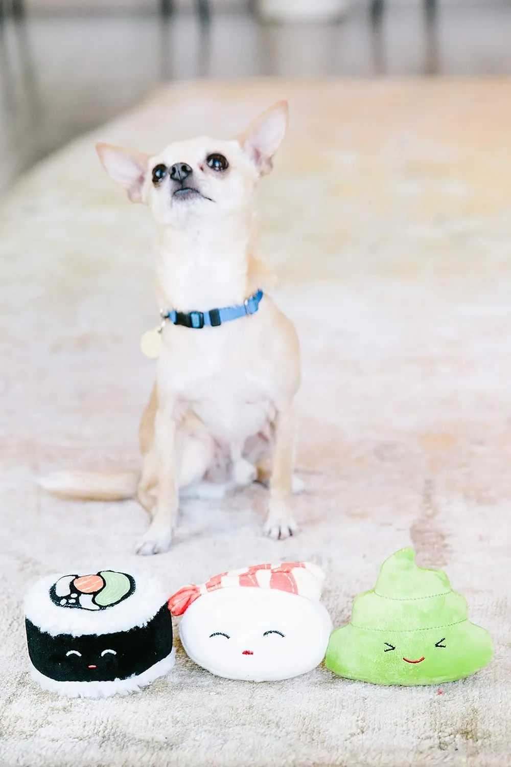 Pearhead Sushi Plush Toys, Durable Squeaky Dog Toy Set, Gifts For Pet Owners, Soft Chew Toys, Pet Owner Must Have Dog Accessory, Set of 3