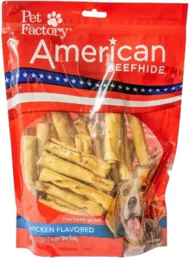 Pet Factory American Beefhide 3" Mini Rolls Dog Chew Treats - Chicken Flavor, 40 Count/1 Pack