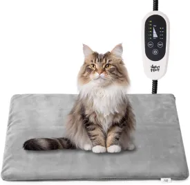 Pet Heating Pad, 6 Adjustable Temperature Dog Cat Heating Pad with Timer, Waterproof Heating Pad Indoor for Dogs with Chew Resistant Cord (S:18" x 16")