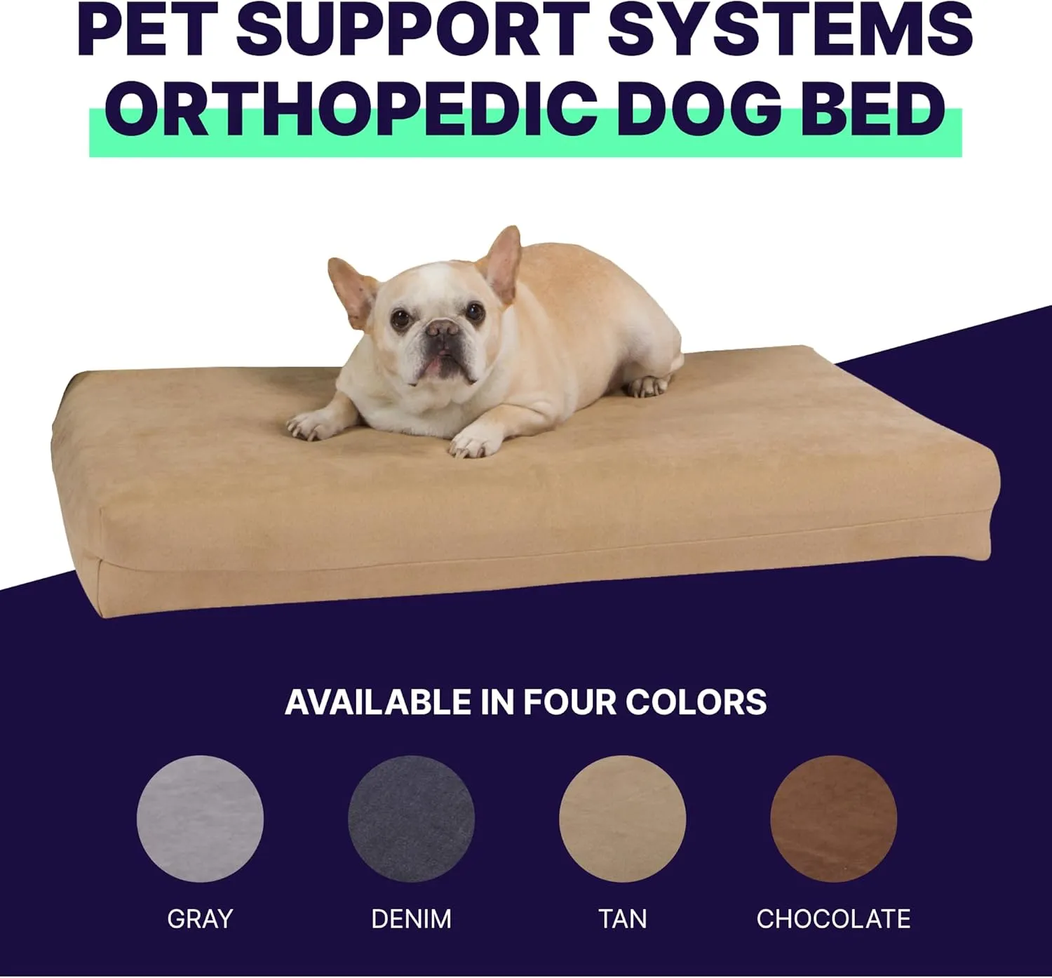 Pet Support Systems Orthopedic Dog Bed - Gel Memory Foam Pet Bed, Luxury Washable Dog Bed for Sleeping and Support (Removable Cover, Small Tan Dog Bed)