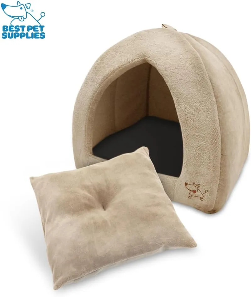 Pet Tent-Soft Bed for Dog and Cat by Best Pet Supplies - Tan, 19" x 19" x H:19"