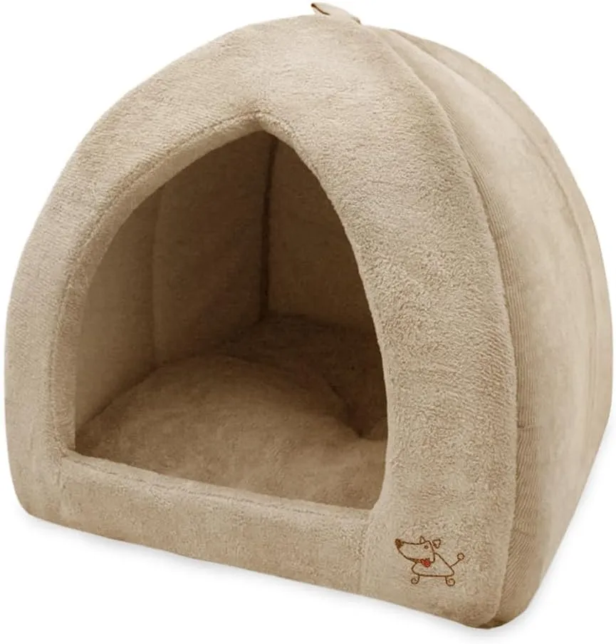 Pet Tent-Soft Bed for Dog and Cat by Best Pet Supplies - Tan, 19" x 19" x H:19"
