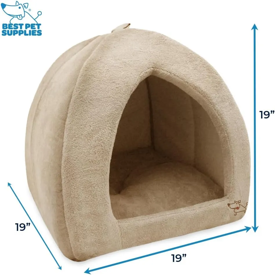 Pet Tent-Soft Bed for Dog and Cat by Best Pet Supplies - Tan, 19" x 19" x H:19"