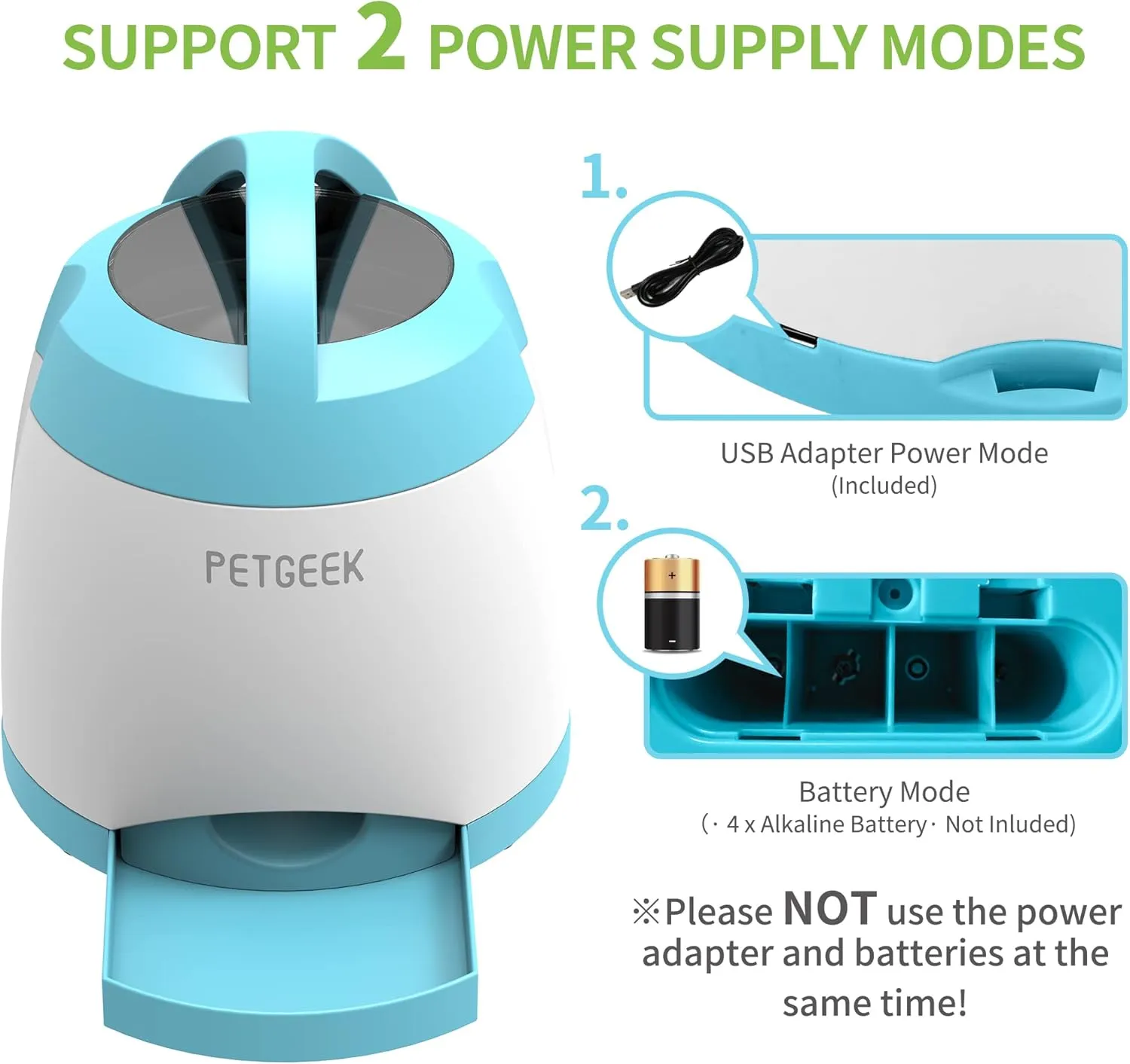 PETGEEK Automatic Dog Treat Dispenser with Button, Dual Power Supply and Remote Control, Dog Puzzle Toys and Interactive Toys for Indoor or Outdoor Play (Blue)