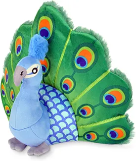 P.L.A.Y. Cute Plush Dog Toys - Fetching Flock, Bird Themed Durable Plush Squeaker Chew Toy, Great for Puppies & Small, Medium, Large Dogs - Machine Washable, Recycled Materials (Percy the Peacock)