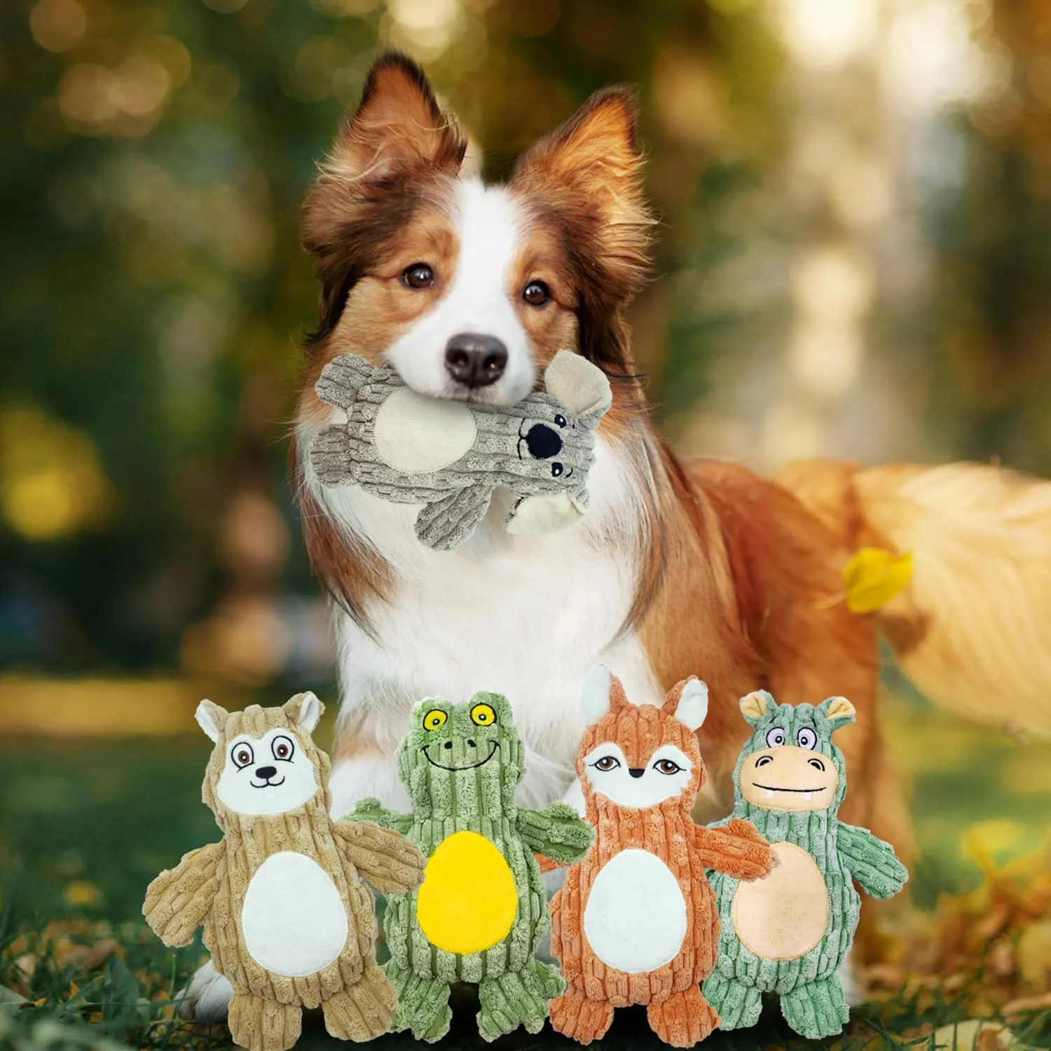 Plush Dog Toys- 5 PCS Squeaky Toys for Medium & Small Dog- Interactive Stuffed Puppy Toys to Reduce Boredom and Anxiety- Funny Cute Dog Gifts for Puppies