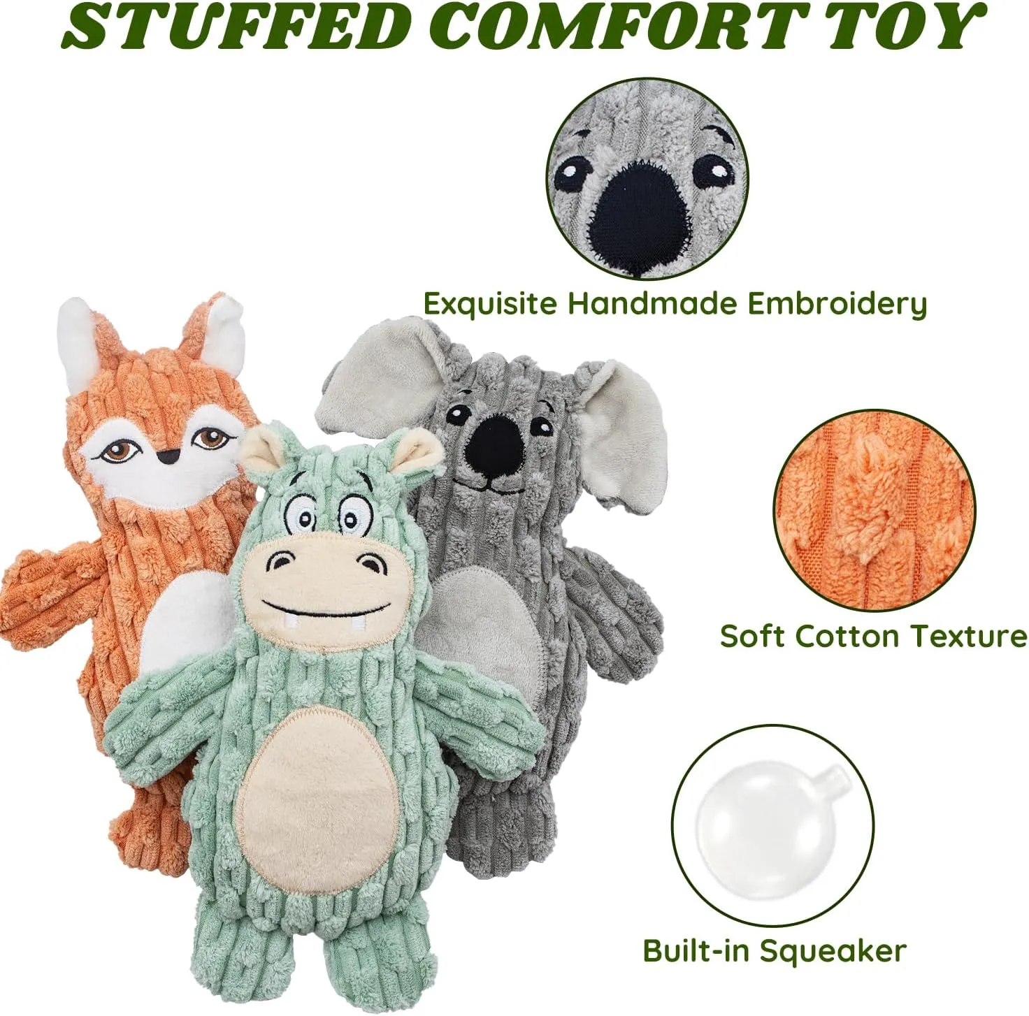 Plush Dog Toys- 5 PCS Squeaky Toys for Medium & Small Dog- Interactive Stuffed Puppy Toys to Reduce Boredom and Anxiety- Funny Cute Dog Gifts for Puppies