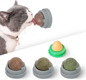 Potaroma 4 Pcs Catnip Ball Toys, 3 Silvervine Catnip Toys and 1 Cat Energy Ball for Lick, Edible Catmint Chew Toys, Kitten Teeth Cleaning Treat, More Concentrated Flavor for All Breeds