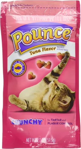 Pounce Tuna Flavored Cat Treat Crunchy Snack 2.1 oz (Pack of 2)