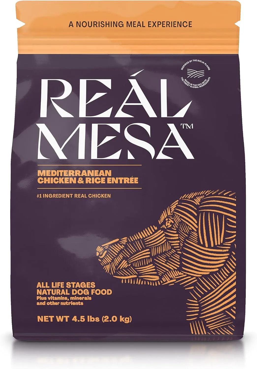 Premium Dry Dog Food for Adult Dogs - High-Protein, Chef-Curated Mediterranean Chicken & Rice Dog Food Entre - Nutrient-Rich, Natural Ingredients for Pets (4.5 lbs Bag)