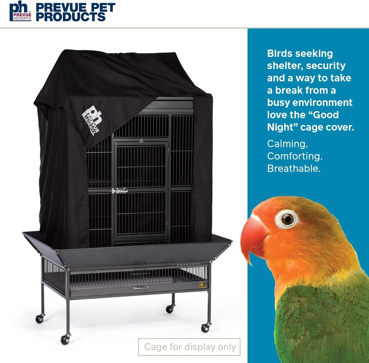 Prevue Pet Products Large Bird Cage Cover - 12505 Black 36" L x 24" W x 49" H