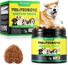 Probiotics for Dogs, 120 Chews Dog Probiotics Treats, Digestive Treats Dogs Probiotics and Digestive Enzymes, Dog Digestive Health Gut, Immune Bowel Support, Reduce Diarrhea, Gas, Itchy Relief