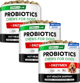 Probiotics Treats for Dog Bundle - Digestive Enzymes   Prebiotics - Chewable Fiber Supplement - Allergy, Diarrhea, Gas, Constipation, Upset Stomach Relief - Improve Digestion & Immunity - 420 Chews