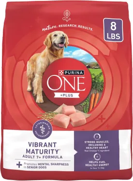 Purina ONE High Protein Dry Senior Dog Food Plus Vibrant Maturity Adult 7 Plus Formula - 8 lb. Bag