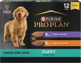 Purina Pro Plan Development Wet Puppy Food, Grain Free Chicken Entree and Grain Free Turkey Entree Variety Pack - (Pack of 12) 13 oz. Cans