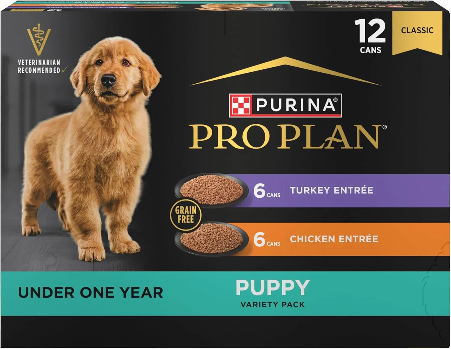 Purina Pro Plan Development Wet Puppy Food, Grain Free Chicken Entree and Grain Free Turkey Entree Variety Pack - (Pack of 12) 13 oz. Cans