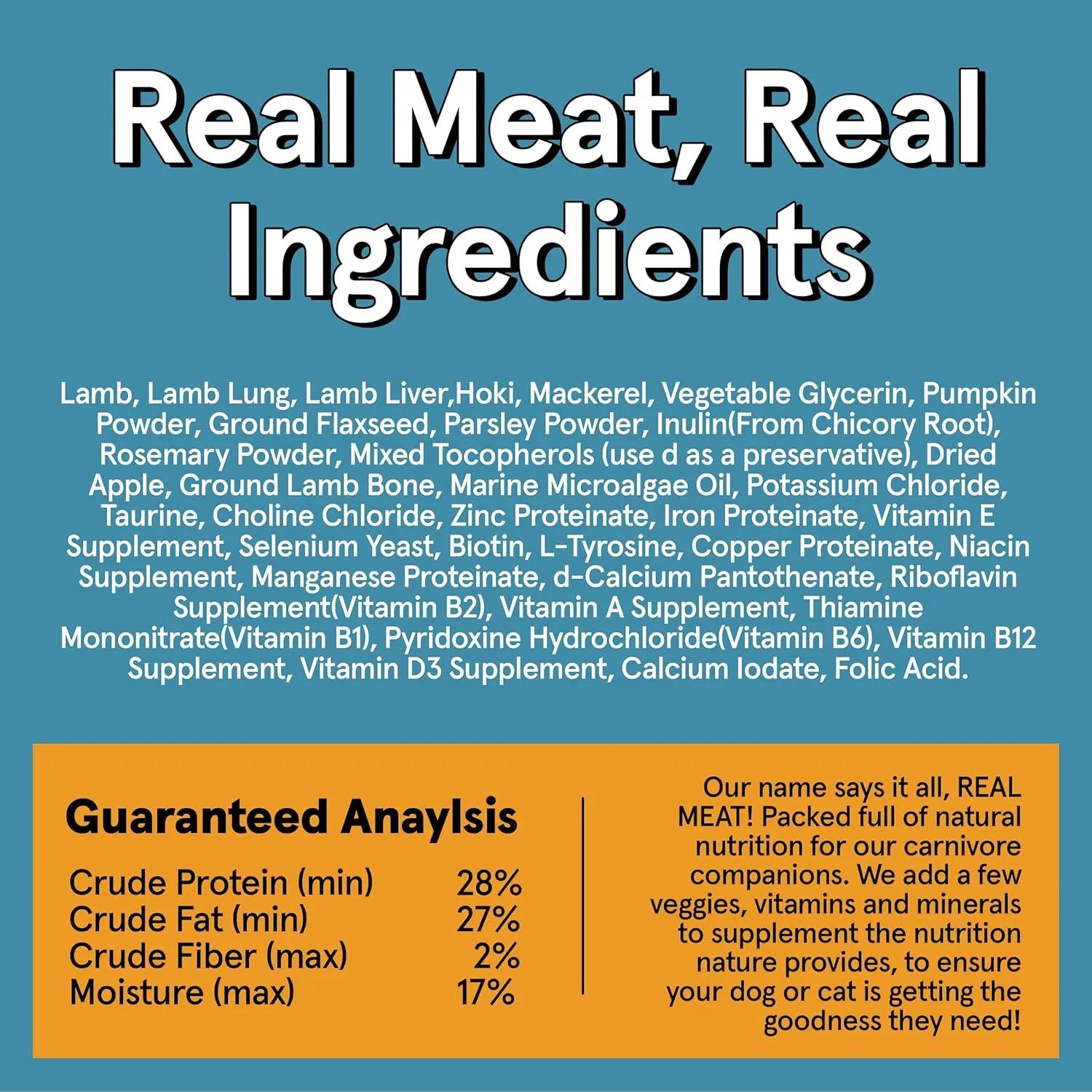Real Meat Air Dried Dog Food w/ Real Lamb & Fish - 5lb Bag of Grain-Free Real Meat Dog Food Sourced from Free-Range Lamb & Ocean-Caught Fish - Digestible, All-Natural, & High-Protein Lamb and Fish