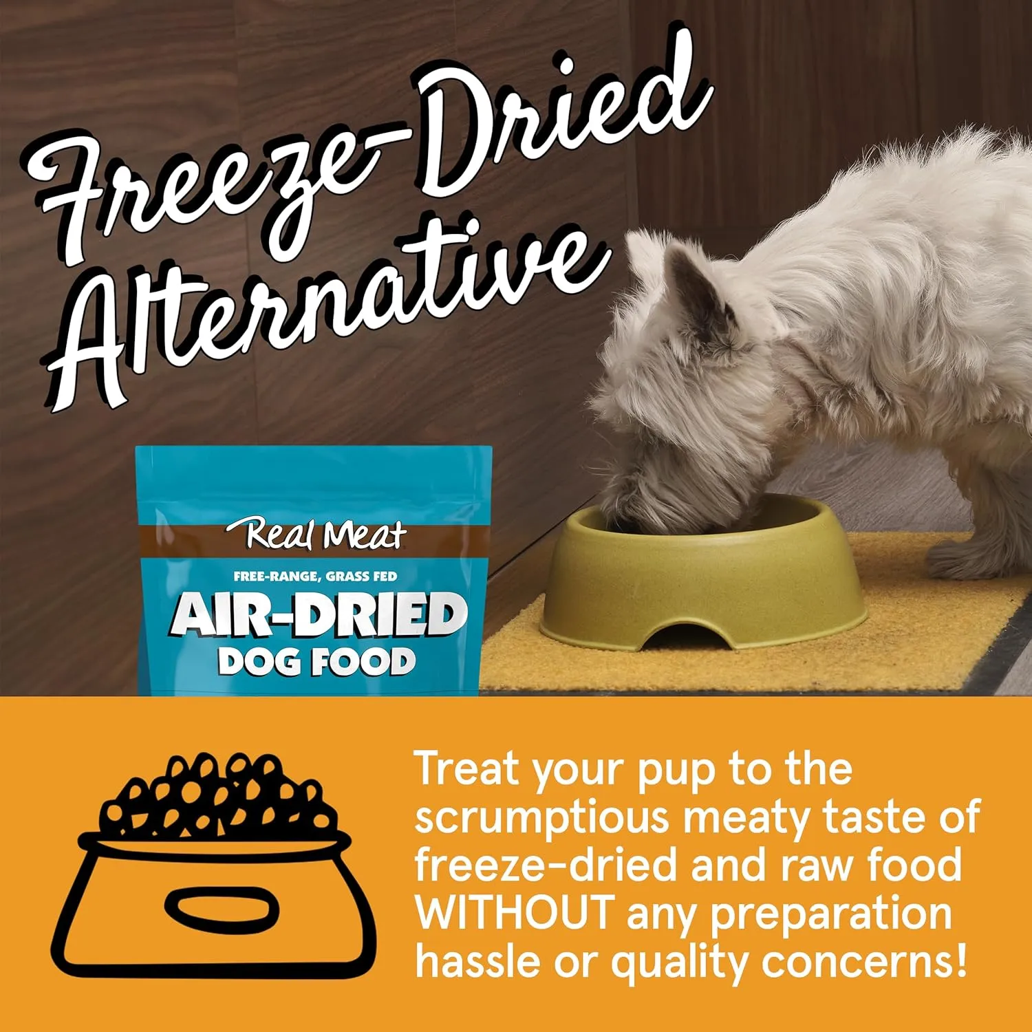 Real Meat Air Dried Dog Food w/ Real Lamb & Fish - 5lb Bag of Grain-Free Real Meat Dog Food Sourced from Free-Range Lamb & Ocean-Caught Fish - Digestible, All-Natural, & High-Protein Lamb and Fish