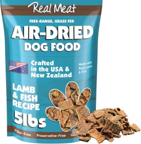 Real Meat Air Dried Dog Food w/ Real Lamb & Fish - 5lb Bag of Grain-Free Real Meat Dog Food Sourced from Free-Range Lamb & Ocean-Caught Fish - Digestible, All-Natural, & High-Protein Lamb and Fish