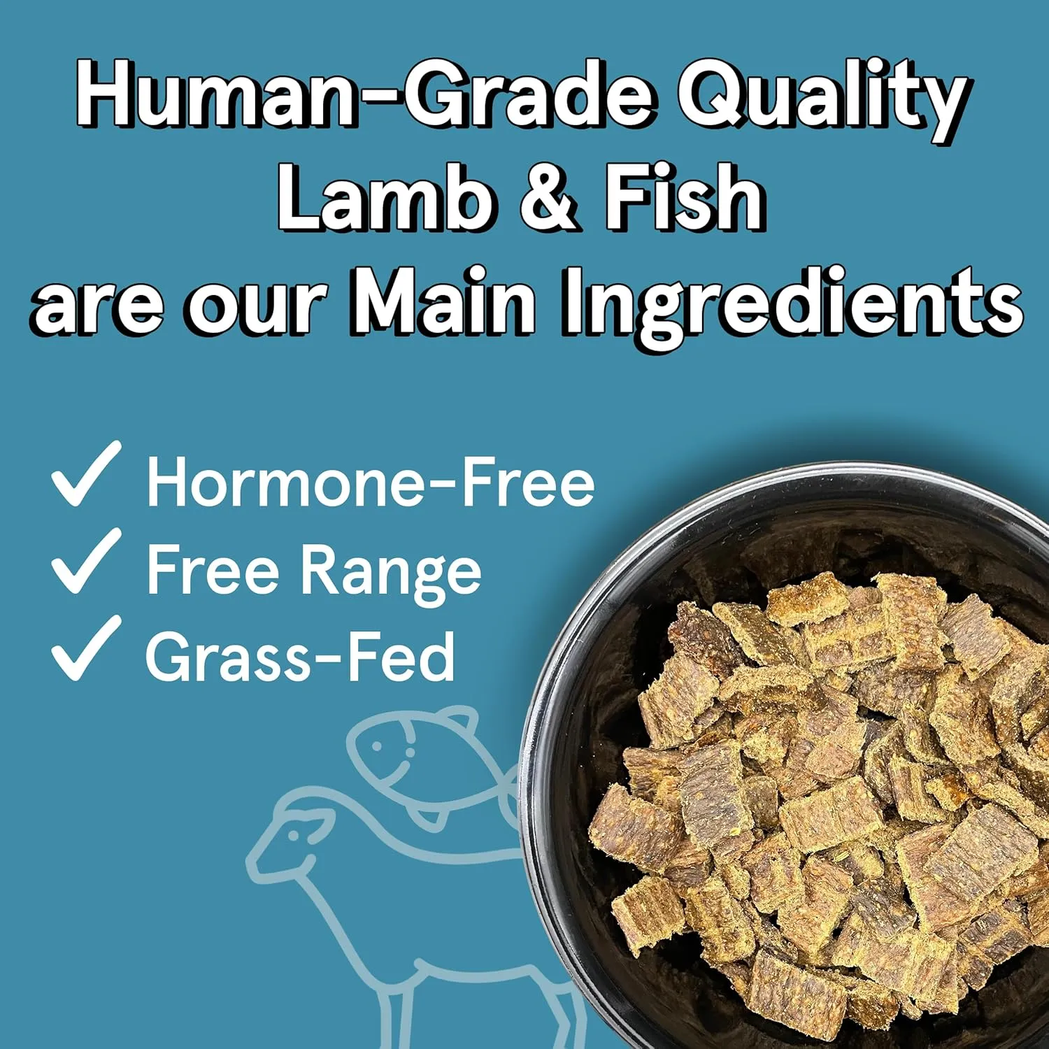 Real Meat Air Dried Dog Food w/ Real Lamb & Fish - 5lb Bag of Grain-Free Real Meat Dog Food Sourced from Free-Range Lamb & Ocean-Caught Fish - Digestible, All-Natural, & High-Protein Lamb and Fish