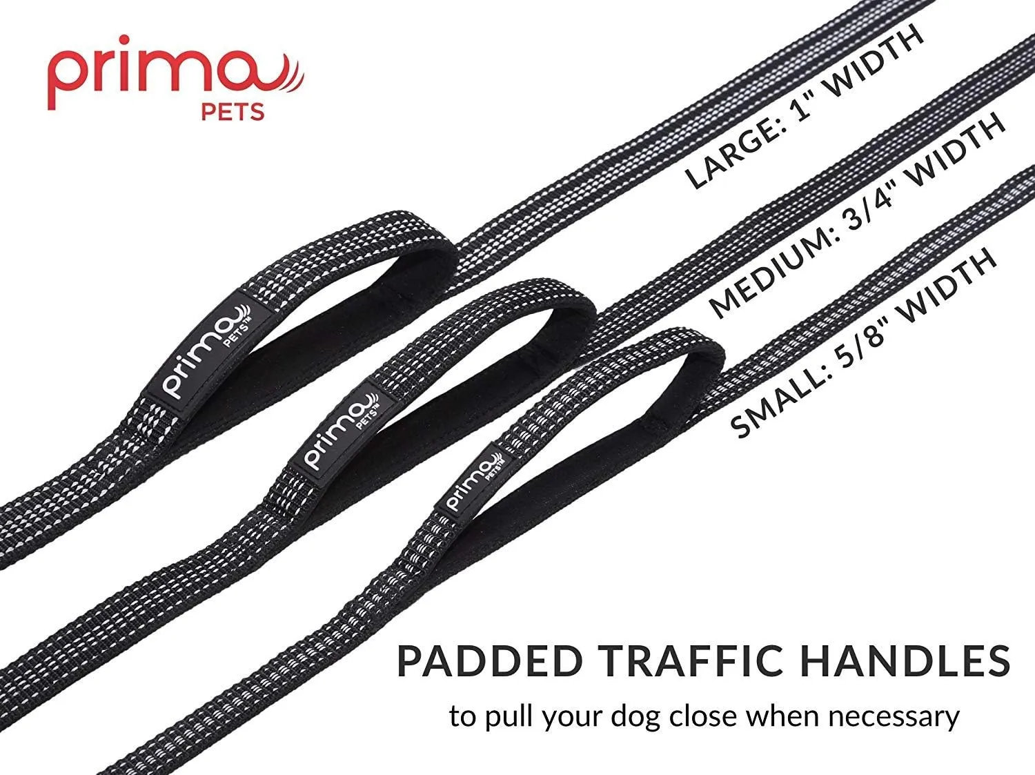 Reflective 6 Feet Nylon Dog Leash with Padded Double Handles, 2 Heavy Duty Dual Neoprene Handles for Control Safety Training Durable Traffic Handle,For Small to Medium Dog (MEDIUM - 3/4" Width, BLACK)