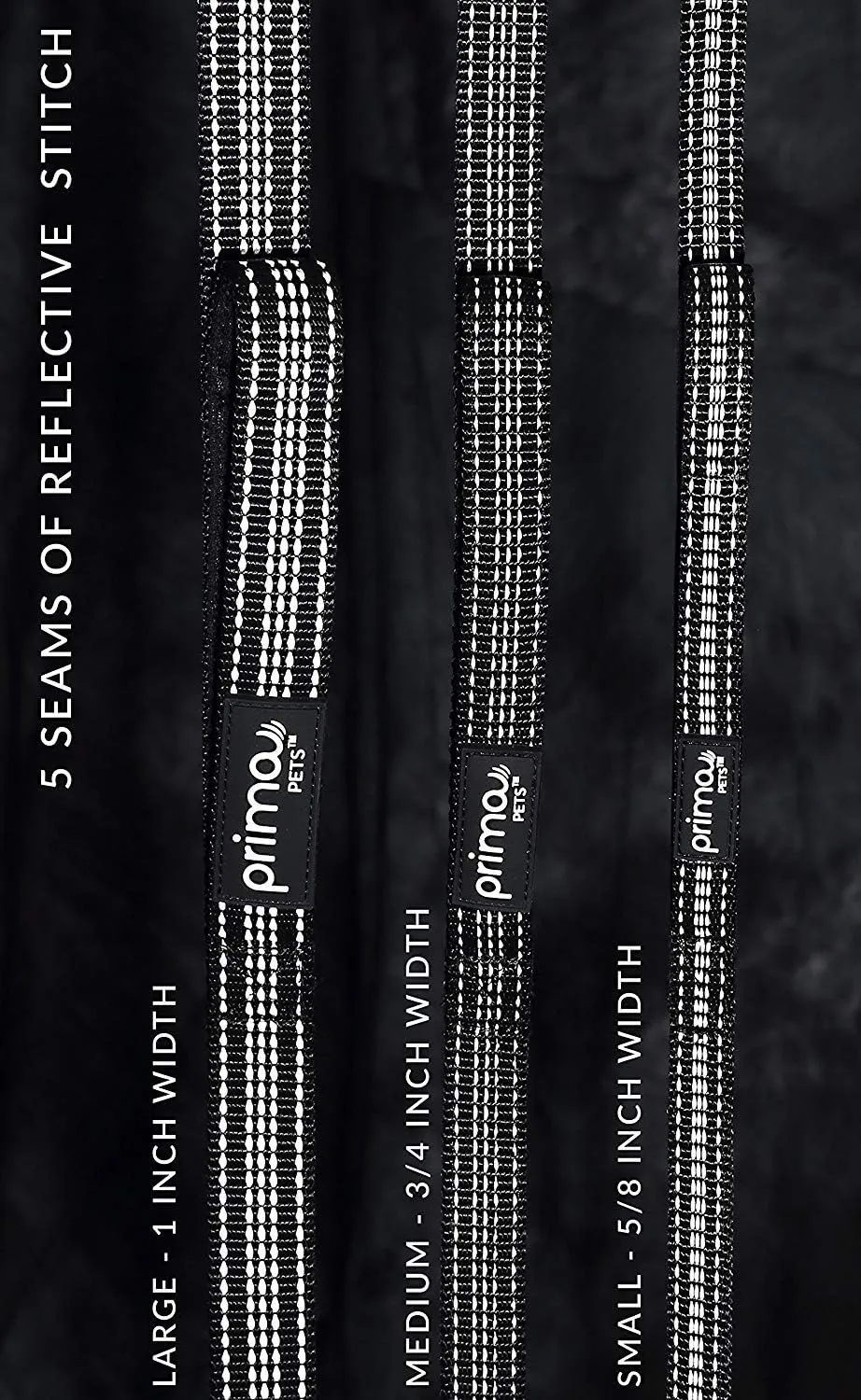 Reflective 6 Feet Nylon Dog Leash with Padded Double Handles, 2 Heavy Duty Dual Neoprene Handles for Control Safety Training Durable Traffic Handle,For Small to Medium Dog (MEDIUM - 3/4" Width, BLACK)