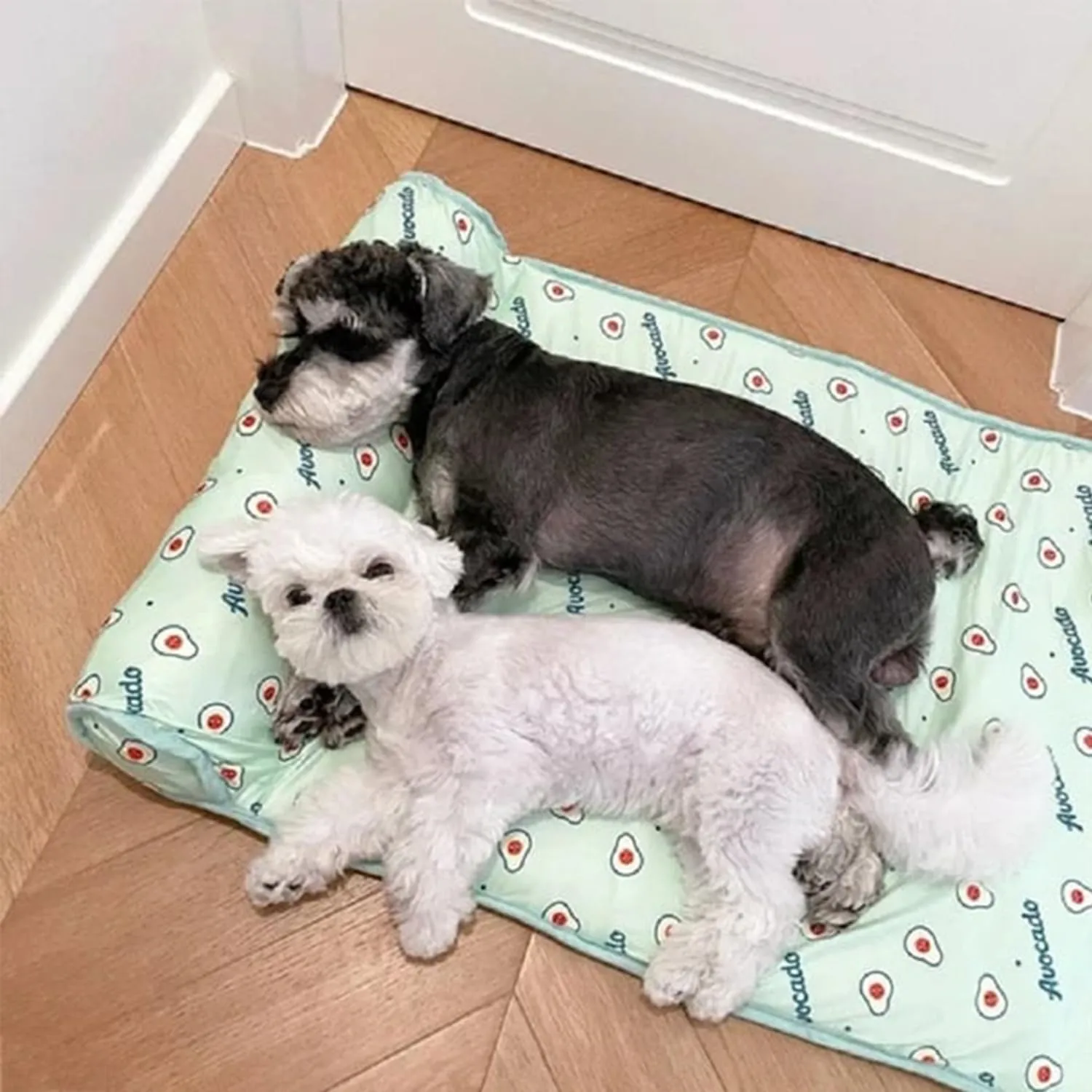 RJDJ Cats/Dogs Cooling Bed, Ice Silk Cool Pillow Cushion, Pet Ice Pad Mat, Pet Cooling Ice Mat, Washable Breathable Summer Pet Ice Mat Sleeping Pad with Pillow (Pink, 80 * 60cm)