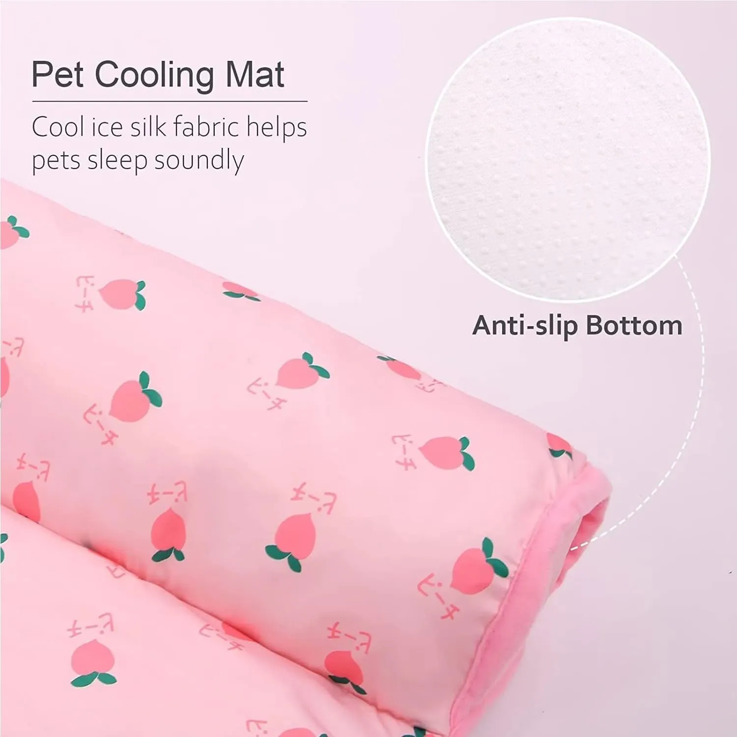 RJDJ Cats/Dogs Cooling Bed, Ice Silk Cool Pillow Cushion, Pet Ice Pad Mat, Pet Cooling Ice Mat, Washable Breathable Summer Pet Ice Mat Sleeping Pad with Pillow (Pink, 80 * 60cm)