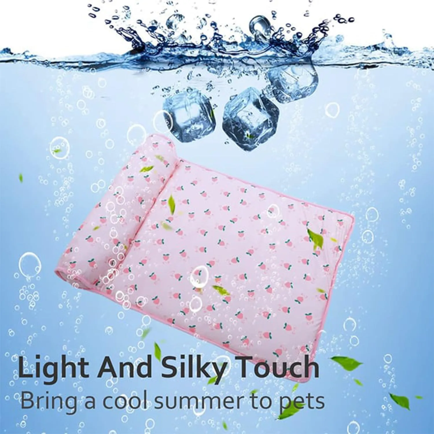 RJDJ Cats/Dogs Cooling Bed, Ice Silk Cool Pillow Cushion, Pet Ice Pad Mat, Pet Cooling Ice Mat, Washable Breathable Summer Pet Ice Mat Sleeping Pad with Pillow (Pink, 80 * 60cm)