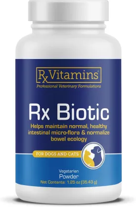 Rx Vitamins Rx Biotic - Probiotic Powder for Dogs and Cats - Cat Digestive Support & Probiotic for Dogs Gut Health - Cat Probiotics for Indoor Cats - Dog Probiotics for Digestive Health - 1.25oz