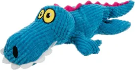 Silent Squeak Gator Plush Chew Guard Dog Toy with Ultrasonic Squeaker, Blue, Large