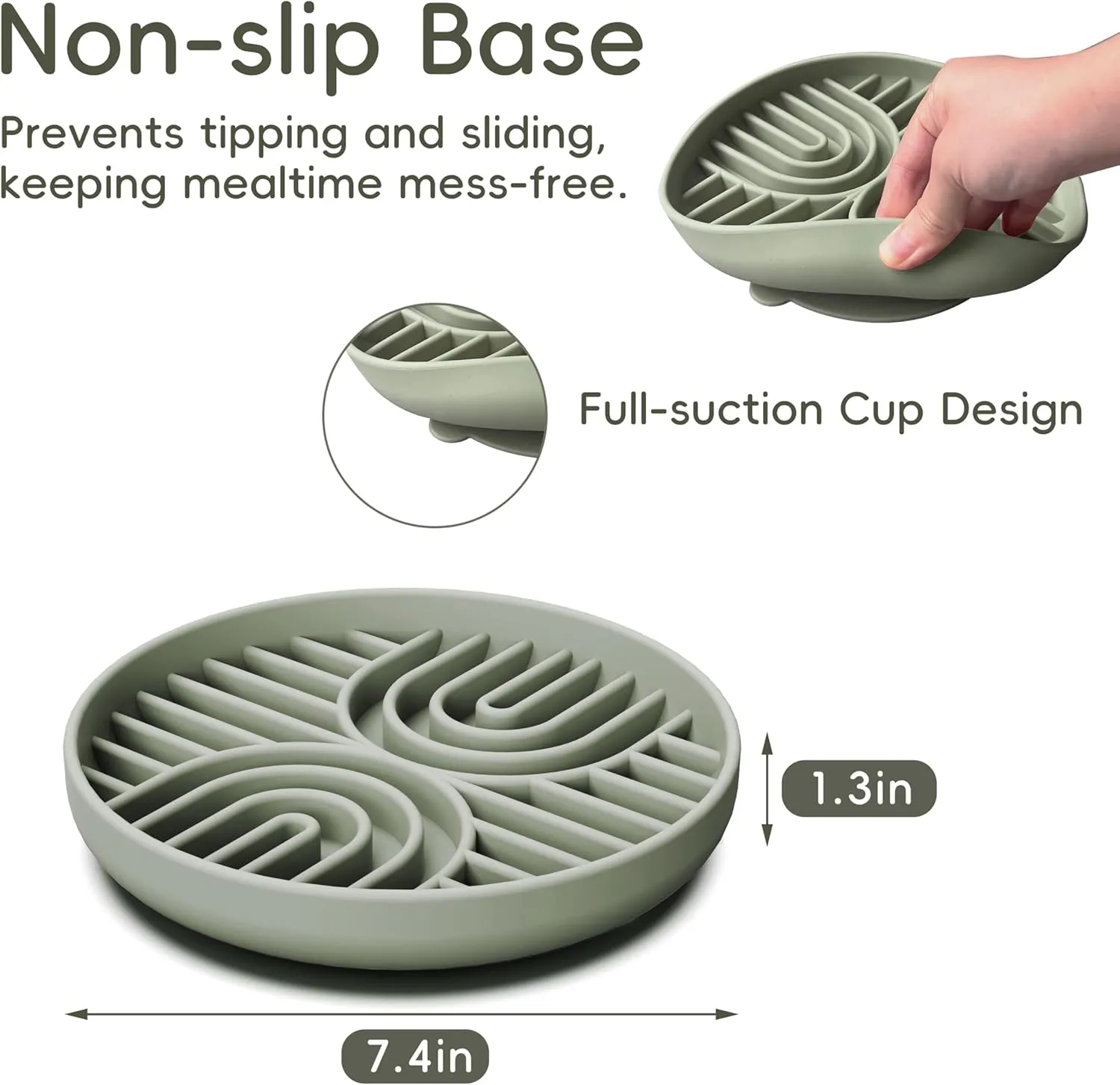 Slow Feeder Dog Bowl, Silicone Puzzle Bowl With Suction Cups for Dogs & Puppies, Anxiety Relief, Slow Eating, Dishwasher Fit, All Breeds, Green