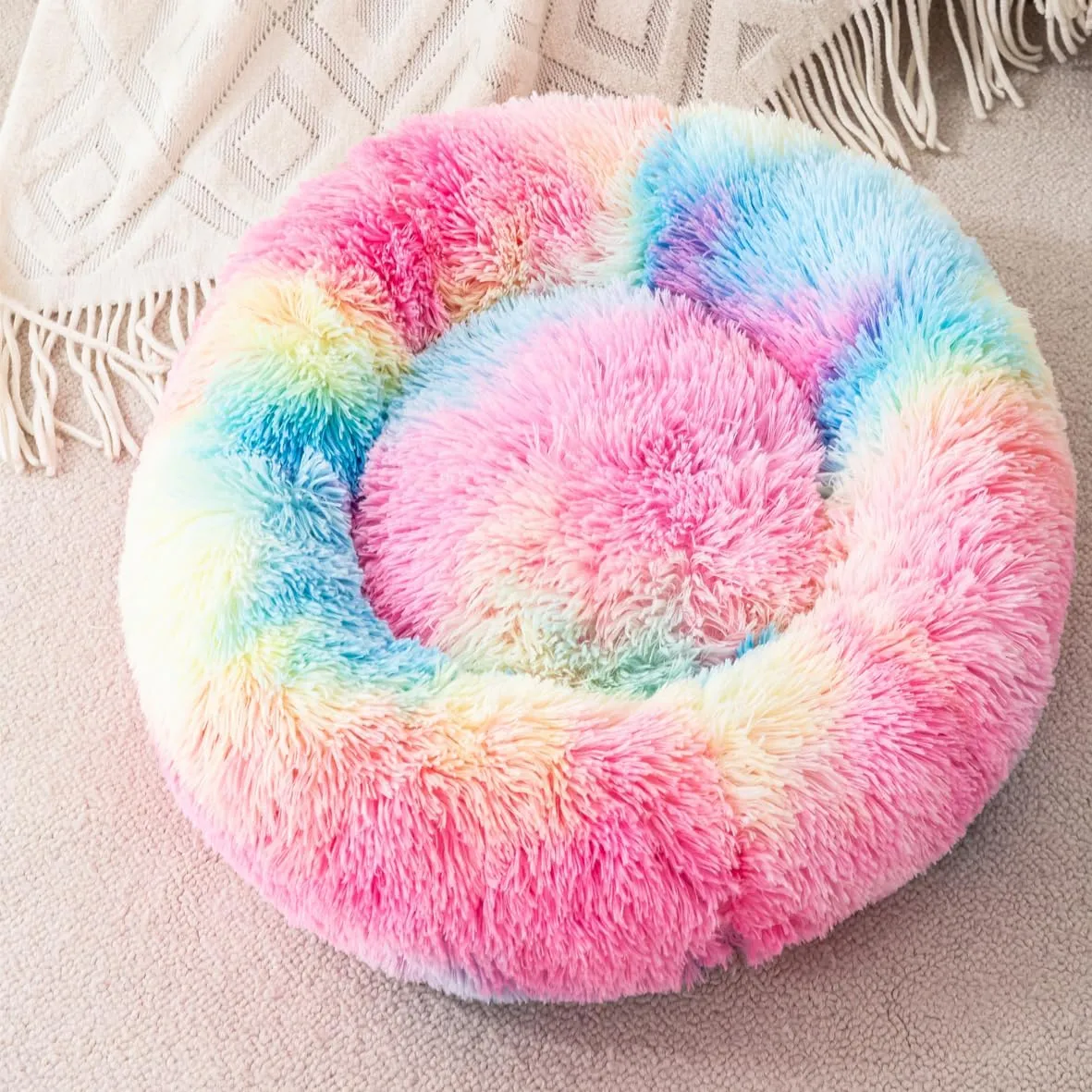 Small Dog Bed Cat Bed Donut Kitten Beds Dog Sofa Small Sofa Puppy Bed Cute Bed Cat Pet for 3Kg Pet Donut Bed